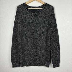 Magaschoni Wool Blend Marled Black White‎ Knit Pullover Sweater Mens Size Large